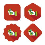 credit card flat icon with long shadow eps10 N63