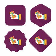 credit card flat icon with long shadow eps10 N67