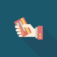 credit card flat icon with long shadow eps10 N68