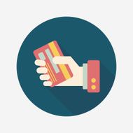 credit card flat icon with long shadow eps10 N69