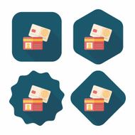 credit card flat icon with long shadow eps10 N73