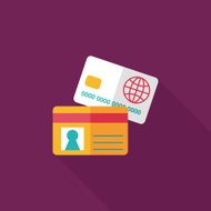 credit card flat icon with long shadow eps10 N74
