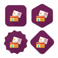 credit card flat icon with long shadow eps10 N76