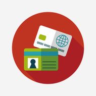 credit card flat icon with long shadow eps10 N81