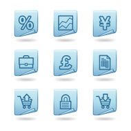 Business icons blue sticker series