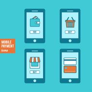 Mobile payment icons set