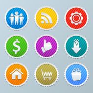 Collection of colorful round labels design for web