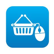 Online shopping on blue flat button clean vector N2