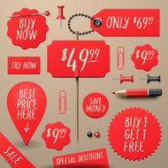 Set of commercial sale and discount stickers elements badges