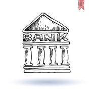 Bank icon hand drawn illustration N5