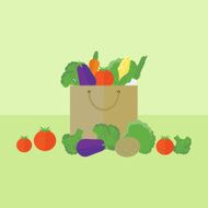 Card with vegetables in flat style Vector illustration