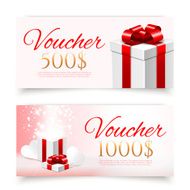 Vector gift vouchers with decorative boxes