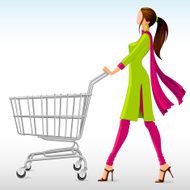 Lady in Salwar Suit with Shopping Cart N2