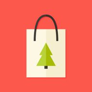 Shopping Pack with Christmas Tree Flat Icon