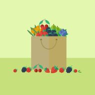 Card with berries in flat style Vector illustration