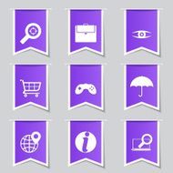 SEO Internet Sign Label Vector Violet Icon Design Set 10