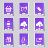 SEO Internet Sign Label Vector Violet Icon Design Set 7