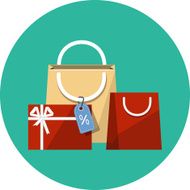 Shopping Bags of Presents Flat Illustration