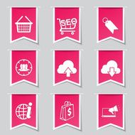 SEO Internet Sign Label Vector Pink Icon Design Set 7