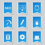 SEO Internet Sign Label Vector Blue Icon Design Set 8