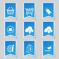 SEO Internet Sign Label Vector Blue Icon Design Set 7
