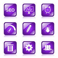 SEO Internet Sign Square Vector Violet Icon Design Set 8 N7