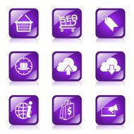 SEO Internet Sign Square Vector Violet Icon Design Set 7 N7
