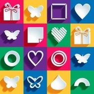 set of 16 holiday icons on a colored background N2