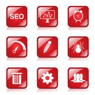 SEO Internet Sign Square Vector Red Icon Design Set 8 N7
