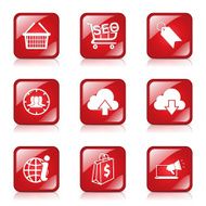 SEO Internet Sign Square Vector Red Icon Design Set 7 N6