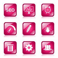 SEO Internet Sign Square Vector Pink Icon Design Set 8 N6