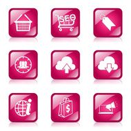 SEO Internet Sign Square Vector Pink Icon Design Set 7 N7