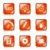 SEO Internet Sign Square Vector Orange Icon Design Set 8 N6
