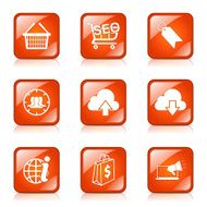 SEO Internet Sign Square Vector Orange Icon Design Set 7 N7