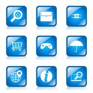 SEO Internet Sign Square Vector Blue Icon Design Set 10 N7