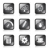 SEO Internet Sign Square Vector Black Icon Design Set 8 N7