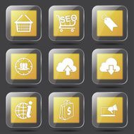 SEO Internet Sign Square Vector Yellow Icon Design Set 7 N7