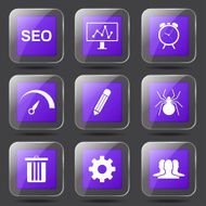 SEO Internet Sign Square Vector Violet Icon Design Set 8 N8