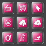 SEO Internet Sign Square Vector Pink Icon Design Set 7 N8