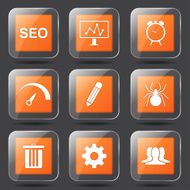 SEO Internet Sign Square Vector Orange Icon Design Set 8 N7