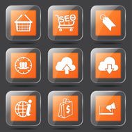 SEO Internet Sign Square Vector Orange Icon Design Set 7 N8
