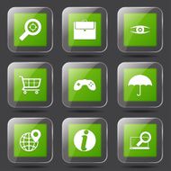 SEO Internet Sign Square Vector Green Icon Design Set 10 N8