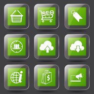 SEO Internet Sign Square Vector Green Icon Design Set 7 N7