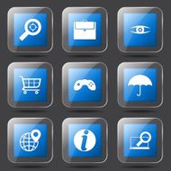 SEO Internet Sign Square Vector Blue Icon Design Set 10 N8