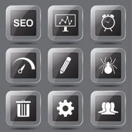 SEO Internet Sign Square Vector Black Icon Design Set 8 N8