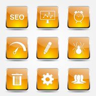 SEO Internet Sign Square Vector Yellow Icon Design Set 8 N8
