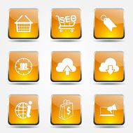 SEO Internet Sign Square Vector Yellow Icon Design Set 7 N8