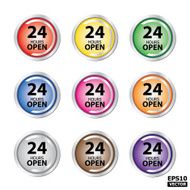 24 hours open circle button icon sign