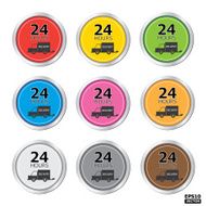 24 hours delivery button icon sign sticker -eps10 vector