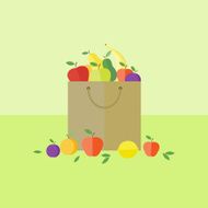 Card with fruits in flat style Vector illustration